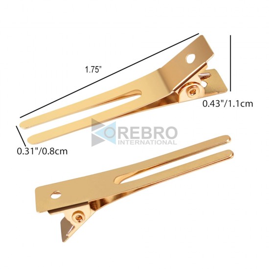 GOLD 1.75 Inches Double Prong Hair Clips