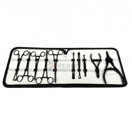 Body Piercing Tools Kits (10 PCS)- Black Oxide Coated