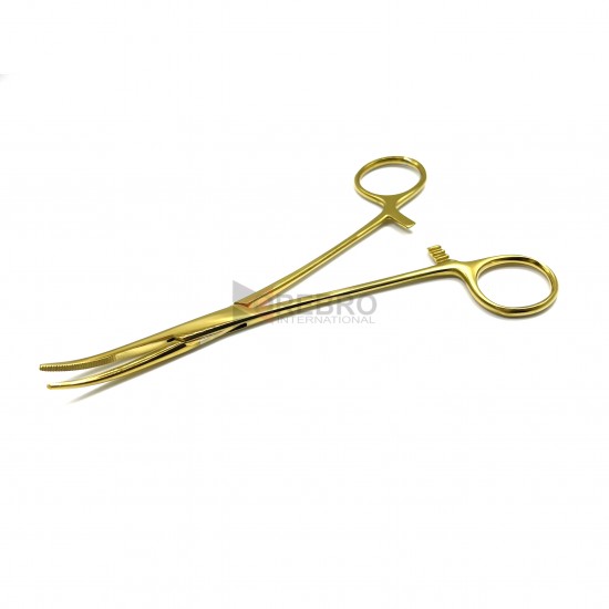 Hemostatic Forceps, Curved - Gold Oxide Coated